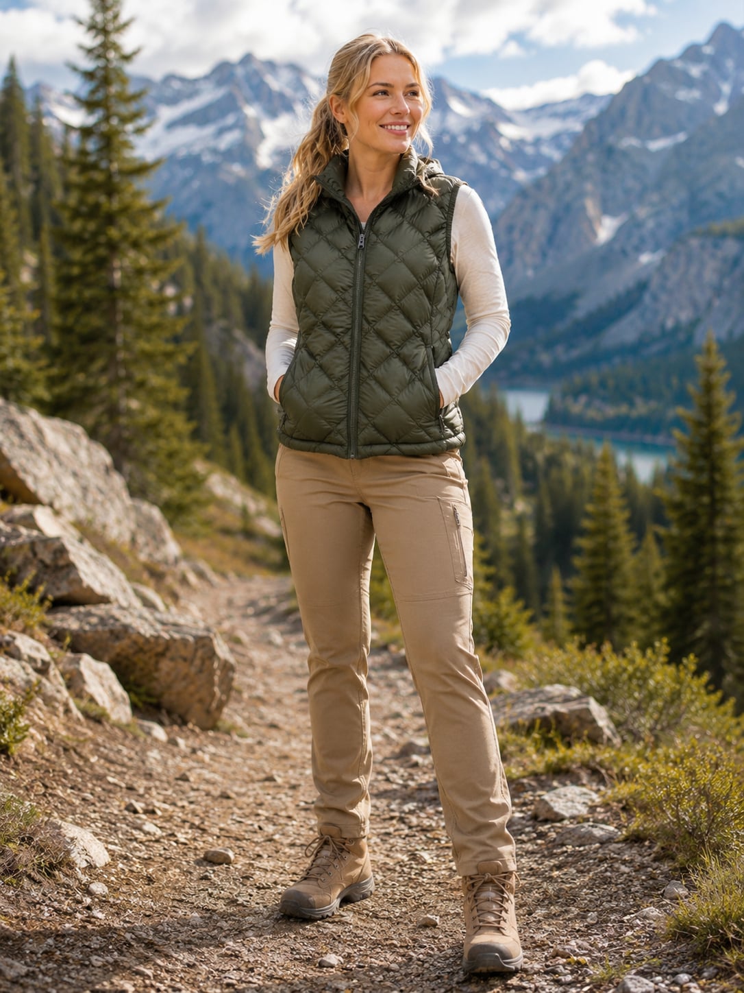 Patagonia Prow Bomber Down Quilted Vest Fatigue Green Size M